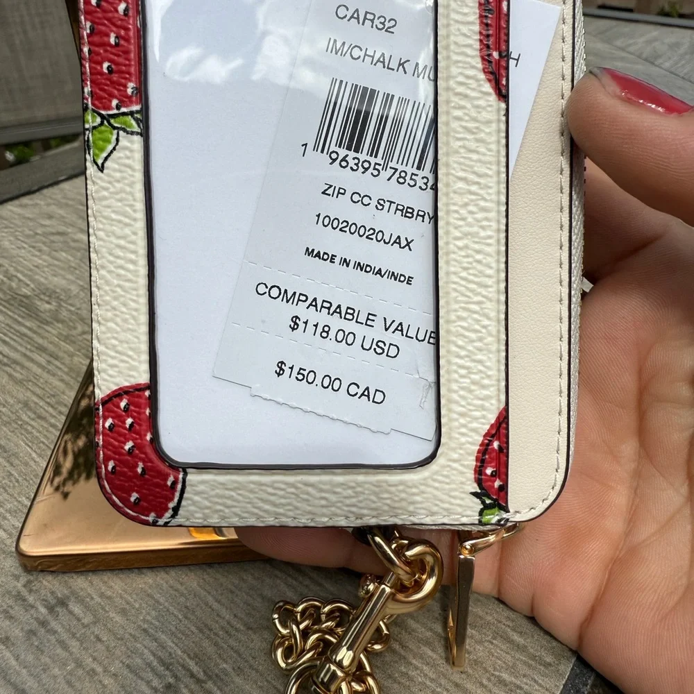 NWT! Coach Red Strawberry Cream Card Holder Wallet - Picture 4 of 7